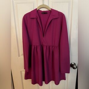 Zara Magenta Long Sleeve Dress
